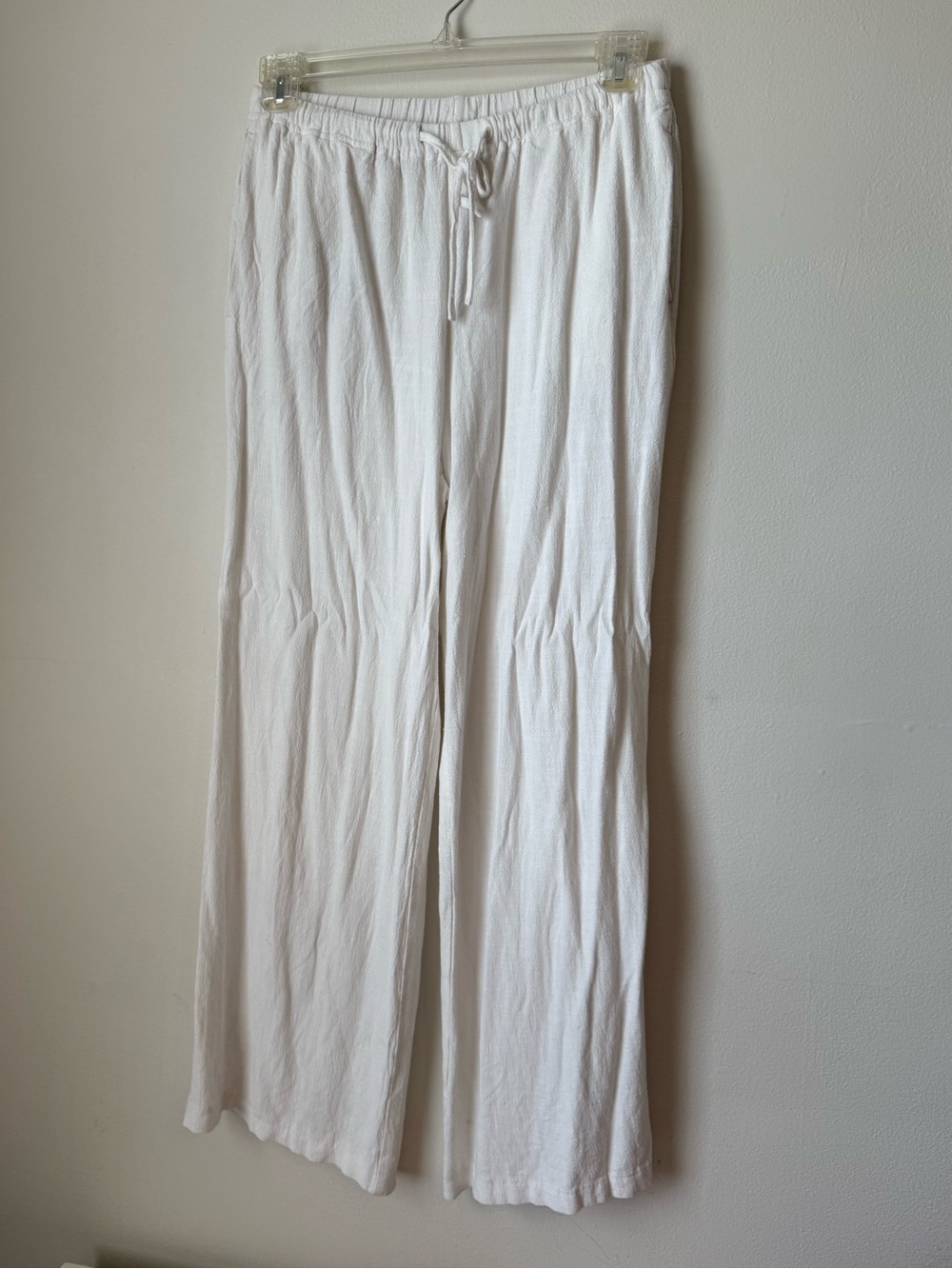 White Drawstring Wide-Leg Trousers